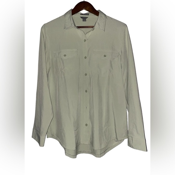 Eddie Bauer Shirt Classic Button Roll Tab‎ Cuff Outdoor Trails Hiking Women L - Picture 1 of 9
